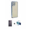 MARSİLYAN™- iPhone 12 Pro Kılıf Yörünge Koleksiyonu - Siyah 3D Antistatik Seramik Nano Ekran Koruyucu + Neon Fosforlu Kamera Lens - BZ