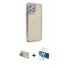 MARSİLYAN™- iPhone 12 Pro Kılıf Yörünge Koleksiyonu - Siyah 3D Antistatik Seramik Nano Ekran Koruyucu + Rainbow Kamera Lens Koruma Cam - GD