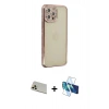 MARSİLYAN™- iPhone 12 Pro Kılıf Yörünge Koleksiyonu - Siyah 3D Antistatik Seramik Nano Ekran Koruyucu + Rainbow Kamera Lens Koruma Cam - GD