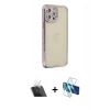 MARSİLYAN™- iPhone 12 Pro Kılıf Yörünge Koleksiyonu - Siyah 3D Antistatik Seramik Nano Ekran Koruyucu + Kamera Lens Koruma Cam - SF