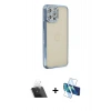 MARSİLYAN™- iPhone 12 Pro Kılıf Yörünge Koleksiyonu - Siyah 3D Antistatik Seramik Nano Ekran Koruyucu + Kamera Lens Koruma Cam - SF