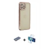 MARSİLYAN™- iPhone 12 Pro Kılıf Yörünge Koleksiyonu - Siyah 3D Antistatik Seramik Nano Ekran Koruyucu + Renkli Kamera Lens Koruma Cam - YL