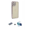 MARSİLYAN™- iPhone 12 Pro Kılıf Yörünge Koleksiyonu - Siyah 3D Antistatik Seramik Nano Ekran Koruyucu + Renkli Kamera Lens Koruma Cam - YL