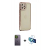MARSİLYAN™- iPhone 12 Pro Kılıf Yörünge Koleksiyonu - Siyah 3D Antistatik Seramik Nano Ekran Koruyucu + Neon Fosforlu Kamera Lens - YL
