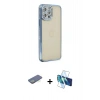 MARSİLYAN™- iPhone 12 Pro Kılıf Yörünge Koleksiyonu - Siyah 3D Antistatik Seramik Nano Ekran Koruyucu + Renkli Kamera Lens Koruma Cam - YL