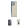 MARSİLYAN™- iPhone 12 Pro Kılıf Yörünge Koleksiyonu - Siyah 6D Mat Seramik Hayalet Nano Ekran Koruyucu + Neon Fosforlu Kamera Lens - BZ