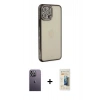 MARSİLYAN™- iPhone 12 Pro Kılıf Yörünge Koleksiyonu - Siyah 6D Mat Seramik Hayalet Nano Ekran Koruyucu + Neon Fosforlu Kamera Lens - BZ