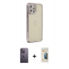 MARSİLYAN™- iPhone 12 Pro Kılıf Yörünge Koleksiyonu - Siyah 6D Mat Seramik Hayalet Nano Ekran Koruyucu + Neon Fosforlu Kamera Lens - BZ