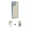 MARSİLYAN™- iPhone 12 Pro Kılıf Yörünge Koleksiyonu - Siyah 6D Mat Seramik Hayalet Nano Ekran Koruyucu + Shine Kamera Lens - GS