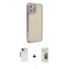 MARSİLYAN™- iPhone 12 Pro Kılıf Yörünge Koleksiyonu - Siyah 6D Mat Seramik Hayalet Nano Ekran Koruyucu + Shine Kamera Lens - GS