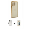 MARSİLYAN™- iPhone 12 Pro Kılıf Yörünge Koleksiyonu - Siyah 6D Mat Seramik Hayalet Nano Ekran Koruyucu + Shine Kamera Lens - GS