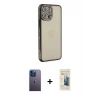 MARSİLYAN™- iPhone 12 Pro Kılıf Yörünge Koleksiyonu - Siyah 6D Mat Seramik Hayalet Nano Ekran Koruyucu + Neon Fosforlu Kamera Lens - MI