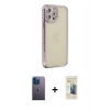 MARSİLYAN™- iPhone 12 Pro Kılıf Yörünge Koleksiyonu - Siyah 6D Mat Seramik Hayalet Nano Ekran Koruyucu + Neon Fosforlu Kamera Lens - MI