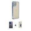 MARSİLYAN™- iPhone 12 Pro Kılıf Yörünge Koleksiyonu - Siyah 6D Mat Seramik Hayalet Nano Ekran Koruyucu + Neon Fosforlu Kamera Lens - MI