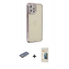 MARSİLYAN™- iPhone 12 Pro Kılıf Yörünge Koleksiyonu - Siyah 6D Mat Seramik Hayalet Nano Ekran Koruyucu + Renkli Kamera Lens Koruma Cam - SI