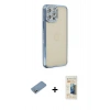 MARSİLYAN™- iPhone 12 Pro Kılıf Yörünge Koleksiyonu - Siyah 6D Mat Seramik Hayalet Nano Ekran Koruyucu + Shine Kamera Lens Koruma Cam - GS