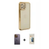 MARSİLYAN™- iPhone 12 Pro Kılıf Yörünge Koleksiyonu - Siyah 6D Mat Seramik Hayalet Nano Ekran Koruyucu + Neon Fosforlu Kamera Lens - SI