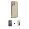 MARSİLYAN™- iPhone 12 Pro Kılıf Yörünge Koleksiyonu - Siyah 6D Mat Seramik Hayalet Nano Ekran Koruyucu + Neon Fosforlu Kamera Lens - SI