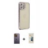 MARSİLYAN™- iPhone 12 Pro Kılıf Yörünge Koleksiyonu - Siyah 6D Mat Seramik Hayalet Nano Ekran Koruyucu + Neon Fosforlu Kamera Lens - SI