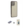 MARSİLYAN™- iPhone 12 Pro Kılıf Yörünge Koleksiyonu - Siyah 6D Mat Seramik Hayalet Nano Ekran Koruyucu + Renkli Kamera Lens Koruma Cam - TU