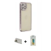 MARSİLYAN™- iPhone 12 Pro Kılıf Yörünge Koleksiyonu - Siyah Polymer Nano Ekran Koruyucu + Rainbow Kamera Lens Koruma Cam - GD