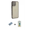 MARSİLYAN™- iPhone 12 Pro Kılıf Yörünge Koleksiyonu - Siyah Polymer Nano Ekran Koruyucu + Shine Kamera Lens Koruma Cam - GS