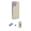 MARSİLYAN™- iPhone 12 Pro Kılıf Yörünge Koleksiyonu - Siyah Polymer Nano Ekran Koruyucu + Shine Kamera Lens Koruma Cam - GS