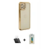 MARSİLYAN™- iPhone 12 Pro Kılıf Yörünge Koleksiyonu - Siyah Polymer Nano Ekran Koruyucu + Kamera Lens Koruma Cam - SF