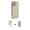 MARSİLYAN™- iPhone 12 Pro Kılıf Yörünge Koleksiyonu - Siyah Polymer Nano Ekran Koruyucu + Shine Kamera Lens - MI