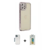 MARSİLYAN™- iPhone 12 Pro Kılıf Yörünge Koleksiyonu - Siyah Polymer Nano Ekran Koruyucu + Shine Kamera Lens - MI