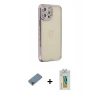 MARSİLYAN™- iPhone 12 Pro Kılıf Yörünge Koleksiyonu - Siyah Polymer Nano Ekran Koruyucu + Metal Kamera Lens Koruma Cam - MR