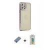 MARSİLYAN™- iPhone 12 Pro Kılıf Yörünge Koleksiyonu - Siyah Polymer Nano Ekran Koruyucu + Metal Kamera Lens Koruma Cam - GS