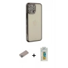 MARSİLYAN™- iPhone 12 Pro Kılıf Yörünge Koleksiyonu - Siyah Polymer Nano Ekran Koruyucu + Shine Kamera Lens Koruma Cam - SABE