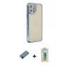 MARSİLYAN™- iPhone 12 Pro Kılıf Yörünge Koleksiyonu - Siyah Polymer Nano Ekran Koruyucu + Shine Kamera Lens Koruma Cam - SH