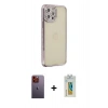 MARSİLYAN™- iPhone 12 Pro Kılıf Yörünge Koleksiyonu - Siyah Polymer Nano Ekran Koruyucu + Neon Fosforlu Kamera Lens - TU