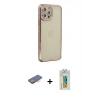 MARSİLYAN™- iPhone 12 Pro Kılıf Yörünge Koleksiyonu - Siyah Polymer Nano Ekran Koruyucu + Renkli Kamera Lens Koruma Cam - TU