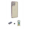 MARSİLYAN™- iPhone 12 Pro Kılıf Yörünge Koleksiyonu - Siyah Polymer Nano Ekran Koruyucu + Renkli Kamera Lens Koruma Cam - TU