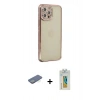 MARSİLYAN™- iPhone 12 Pro Kılıf Yörünge Koleksiyonu - Siyah Polymer Nano Ekran Koruyucu + Renkli Kamera Lens Koruma Cam - YL