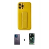 MARSİLYAN™- iPhone 12 Pro Kılıf Yörünge Yansıma - Şeffaf 360 Full Body Arka Koruyucu + Neon Fosforlu Kamera Lens - MI