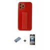 MARSİLYAN™- iPhone 12 Pro Kılıf Yörünge Yansıma - Siyah 34D Hayalet Izgaralı Cam + Shine Kamera Lens Koruma Cam - PE