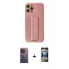 MARSİLYAN™- iPhone 12 Pro Kılıf Yörünge Yansıma - Siyah 34D Hayalet Izgaralı Cam + Neon Fosforlu Kamera Lens - TU