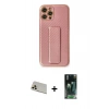 MARSİLYAN™- iPhone 12 Pro Kılıf Yörünge Yansıma - Siyah 360 Mat Full Body Arka Koruyucu + Rainbow Kamera Lens Koruma Cam - GD