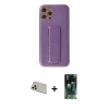 MARSİLYAN™- iPhone 12 Pro Kılıf Yörünge Yansıma - Siyah 360 Mat Full Body Arka Koruyucu + Rainbow Kamera Lens Koruma Cam - GD
