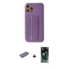 MARSİLYAN™- iPhone 12 Pro Kılıf Yörünge Yansıma - Siyah 360 Mat Full Body Arka Koruyucu + Renkli Kamera Lens Koruma Cam - PE