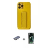 MARSİLYAN™- iPhone 12 Pro Kılıf Yörünge Yansıma - Siyah 360 Mat Full Body Arka Koruyucu + Renkli Kamera Lens Koruma Cam - SI
