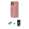 MARSİLYAN™- iPhone 12 Pro Kılıf Yörünge Yansıma - Siyah 360 Mat Full Body Arka Koruyucu + Shine Kamera Lens Koruma Cam - GS