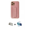 MARSİLYAN™- iPhone 12 Pro Kılıf Yörünge Yansıma - Siyah 3D Antistatik Cam Ekran Koruyucu + Rainbow Kamera Lens Koruma Cam - GD