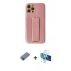 MARSİLYAN™- iPhone 12 Pro Kılıf Yörünge Yansıma - Siyah 3D Antistatik Cam Ekran Koruyucu + Shine Kamera Lens Koruma Cam - SH