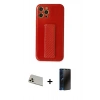 MARSİLYAN™- iPhone 12 Pro Kılıf Yörünge Yansıma - Siyah 3D Antistatik Hayalet Cam Ekran Koruyucu + Rainbow Kamera Lens Koruma Cam - GD