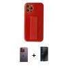 MARSİLYAN™- iPhone 12 Pro Kılıf Yörünge Yansıma - Siyah 3D Antistatik Hayalet Cam Ekran Koruyucu + Neon Fosforlu Kamera Lens - TU